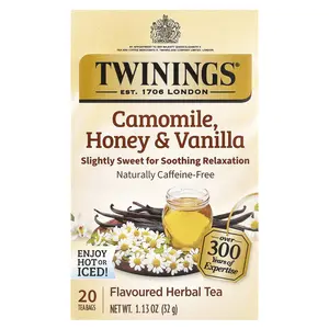 Twinings Flavored Herbal Tea, Camomile, Honey & Vanilla, Caffeine-Free, 20 Tea Bags, 1.13 oz (32 g)