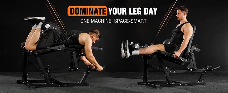 GWMD Leg Extension and Curl Machine, Adjustable Leg Curl Machine, Seated Leg Extension and Lying Curl Machine for Home Gym, Leg Workout Equipment with Cable System