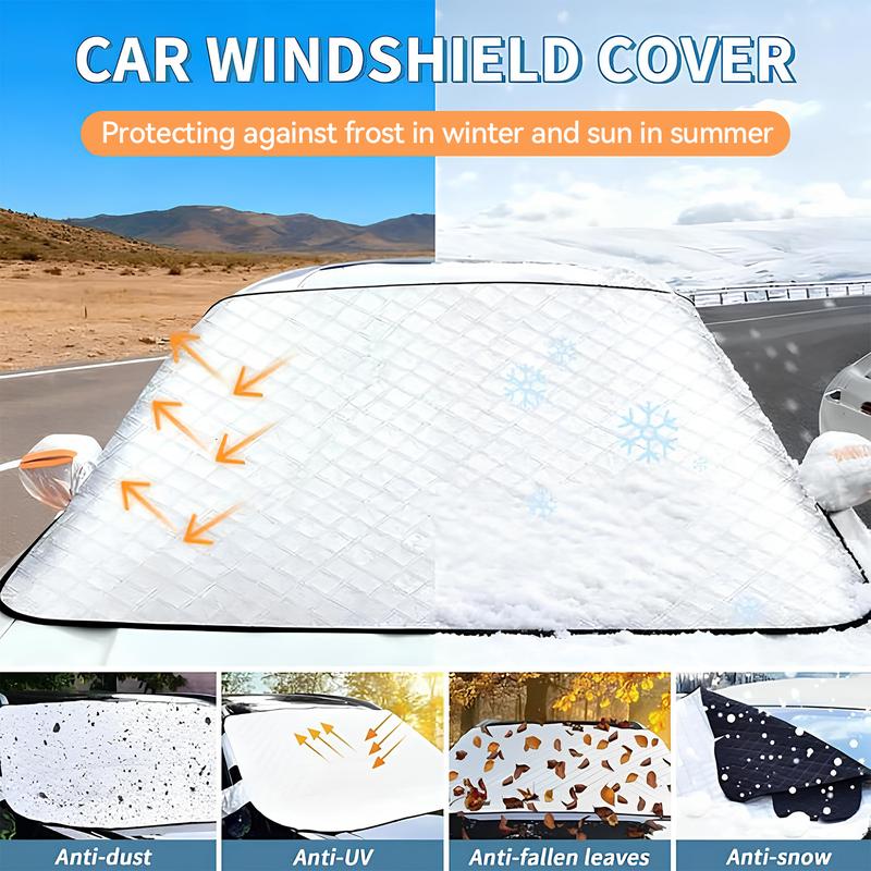 DABATR Car windshield anti-snow and anti-frost cover with rearview mirror cover, suitable for most vehicles, sedans, SUVs, etc., can be used in all seasons