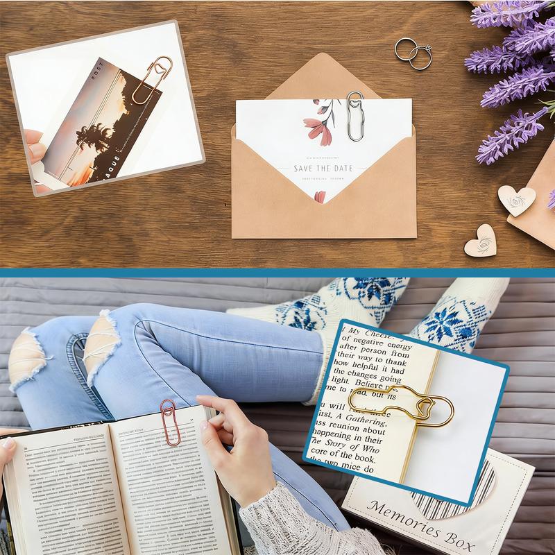 BMTWE Heart-Shaped Paperclip-Shaped Metal Pen Clip 10 PCS Portable MultiFunctional for Notebook Book Journal Magazine Office School Stationery Item