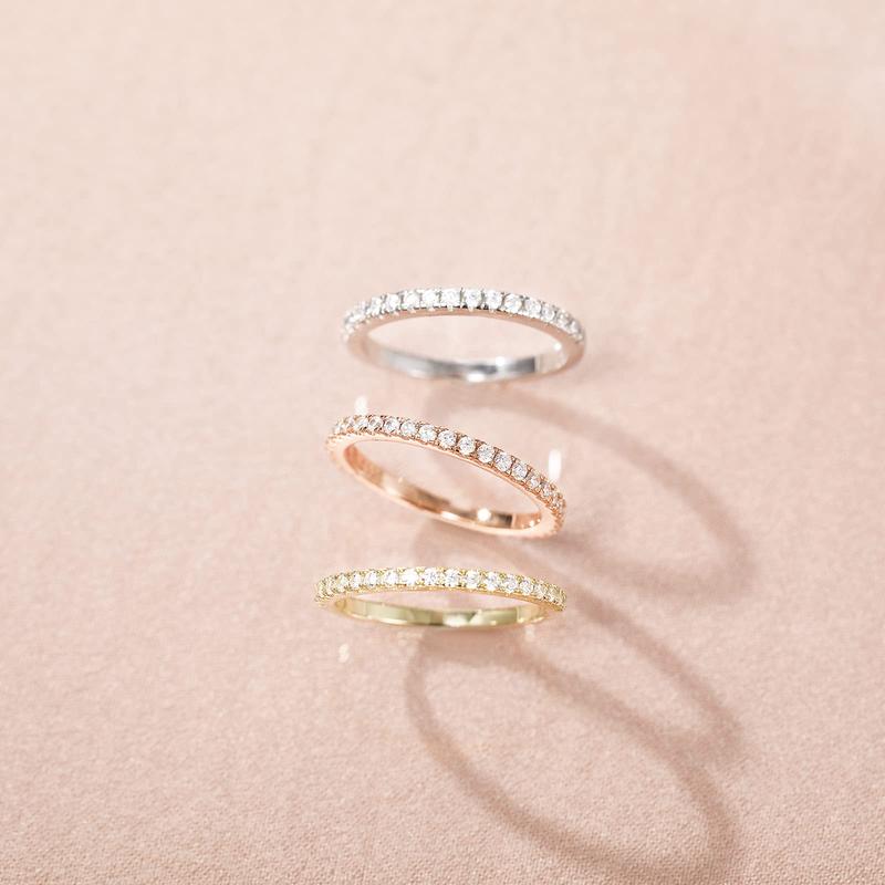 EAMTI 2mm 925 Sterling Silver Wedding Band Cubic Zirconia Full Eternity Stackable Engagement Ring EAMTI 2mm 925 Sterling Silver Wedding Band Cubic Zirconia Full Eternity Stackable Engagement Ring