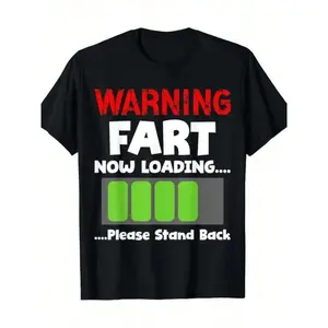 Warning Fart Now Loading Please Stand Back Humorous T-Shirt for Family and Streetwear Casual