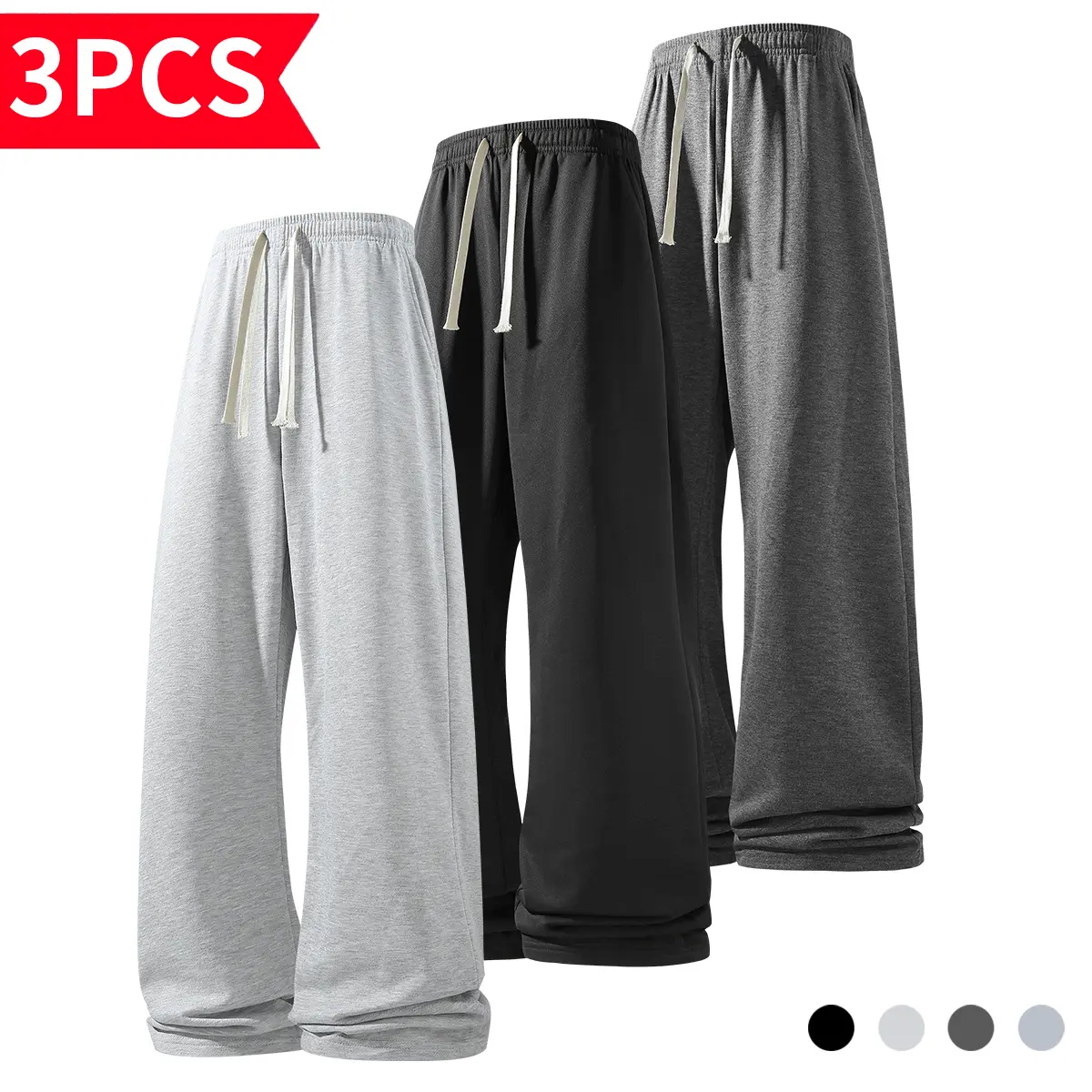 Men’s Wide Leg Sweatpants Value Pack - Baggy Relaxed Fit Joggers - Comfortable Fleece Casual Pants for Gym and Streetwear - Essential Daily Wear