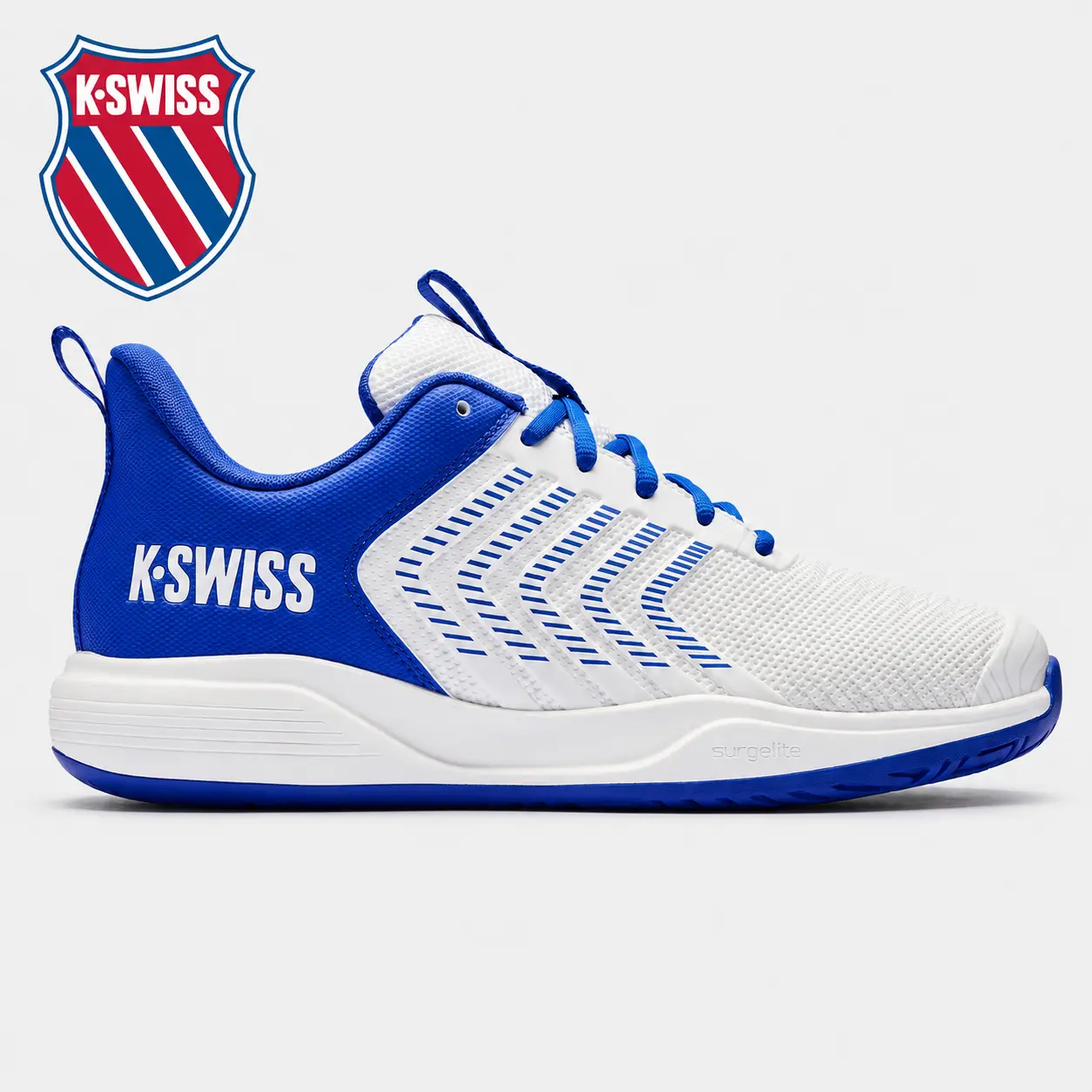 New K-Swiss Men Ultrashot Light: white/Blue/Multi Lightweight Pickleball & Tennis Shoes | Stable Support for Court Play