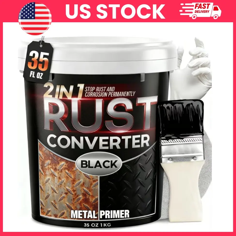 Ultra 2-in-1 Rust Converter Paint & Metal Primer, 35 oz Heat-Stable Rust Reformer & Rust Encapsulator for Metal Frames, Chassis, Trailers, Trucks, RVs, Industrial Equipment, Boat Hulls, Patios – Paint Directly Over Rust, Matte Black,Automotive Maintenance