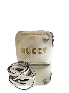 Pre-owned leather Crossbody Bags Gucci Guccy White Gold Minibag Crossbody Bag