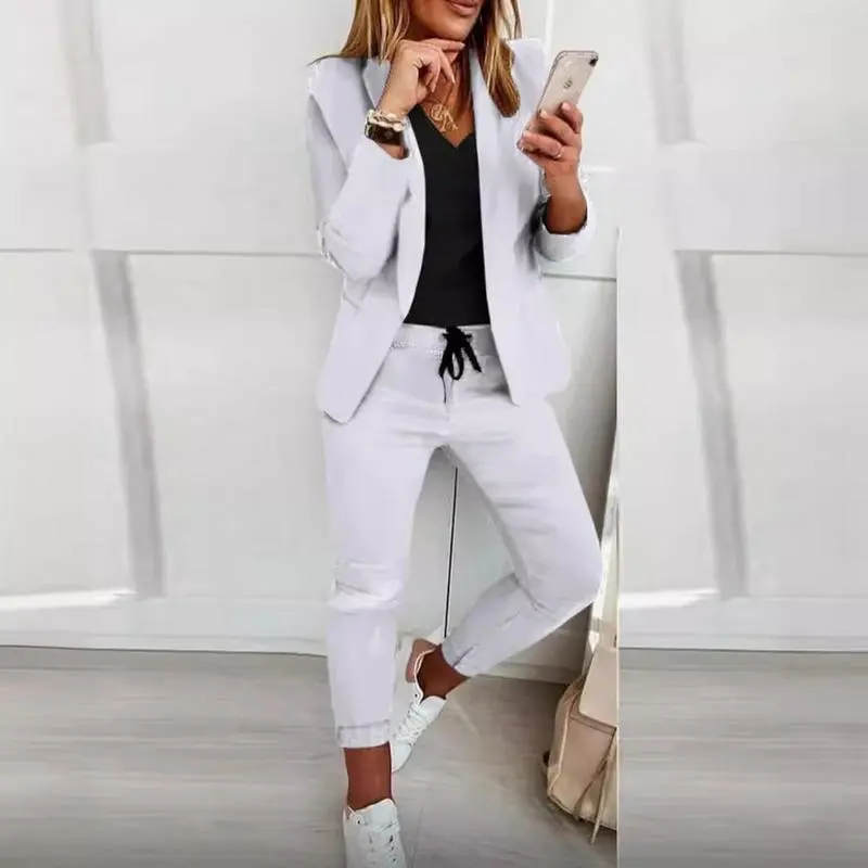 Breathable Blazer & Wide-Leg Pants Set Fall Women's Tailored Casual Chic Two-Piece Office to Weekend Outfit Breathable Blazer & Wide-Leg Pants Set Fall Women's Tailored Casual Chic Two-Piece Office to Weekend Outfit