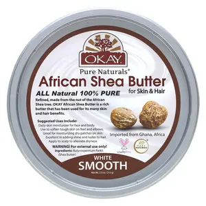 Okay Pure Naturals African Shea Butter For Skin & Hair, White Smooth, 7.5 oz (212 g)