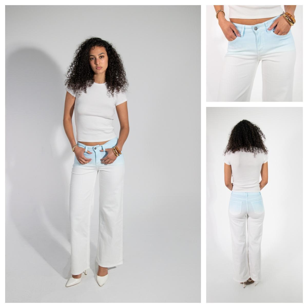 Magic ONESO Mid-low Rise Baggy Jeans Stretchy Wide Leg for Women Distressed Pants Womenswear Bottom 8001 Lady Basic Minimalist Comfortable Denim Tummy Control Curve Hugging Plus Size Regular Size BBL Spring Fashion Daily Outfits