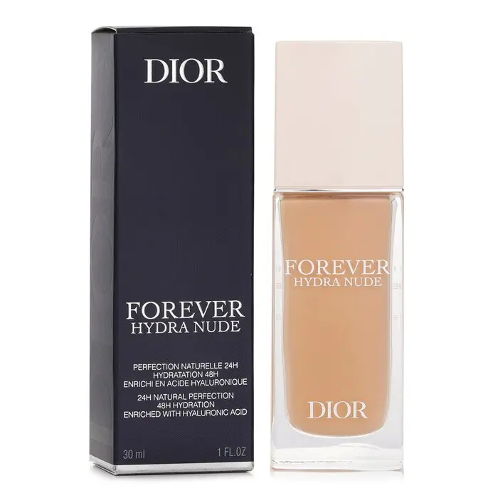 Christian Dior Forever Hydra Nude Cosmetic Foundation Fluid - #2W, Hyaluronic Moisture, Hydrating, Radiance-Boosting, Buildable Coverage, Even Skin Tone, Flawless Base, Makeup, Airbrushed Skin