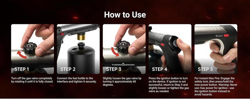 [ Valentine's Day gifts ]Saker One-Touch Max Fire Culinary Propane Cooking Blow Torch Gun with a Safety Lock, Charcoal Lighter, Flame Thrower, Kitchen Food Torch Head for Grill, Sous Vide, Outdoor BBQ (Tank Not Included)