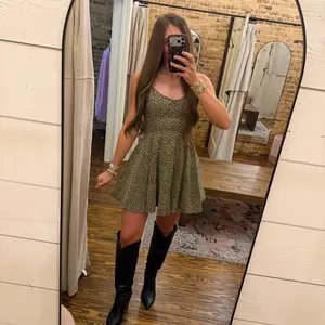 Sleeveless Leopard Print Denim Dress - Denim Dress - Western Wear