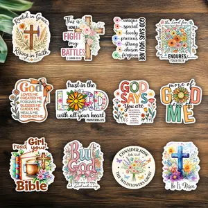 12 PCS Inspirational Bible Verse Sticker Set Christian Scripture Stickers Cute Floral Printable Cricut Stickers for Personal Decoration or Gifting