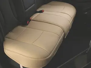 Beige Back Seat Cover PU Leather Rear Bench Car Seat Cover Seat Protector Rear Seat Bottom Cover Adjustable Length (49-55'') Fits 90% Standard 5 Seats (Sedan SUV), for Seat Bottom Only