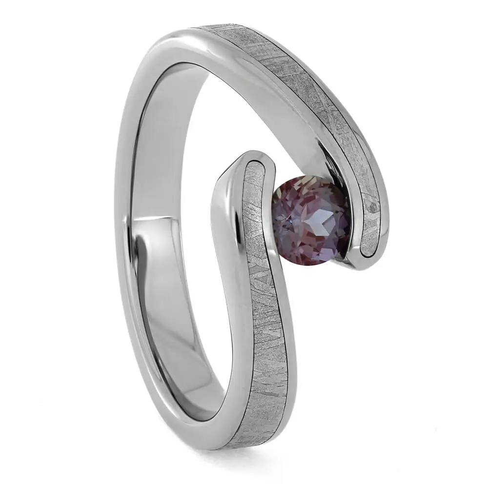 Unique Meteorite & Alexandrite Engagement Ring