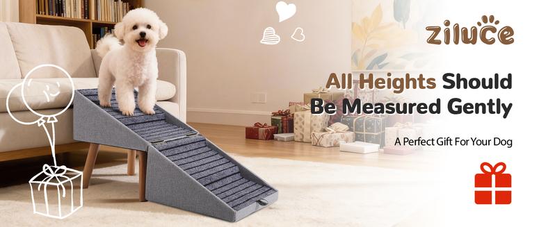 17'' Dog Stairs Ramp for Couch | Wooden Ottoman Ramp for Sofa or Short Bed | for Senior,Small, Medium Dogs, Dachshund | 2-in-1 Convertible Home Step Stool with Wood Foot