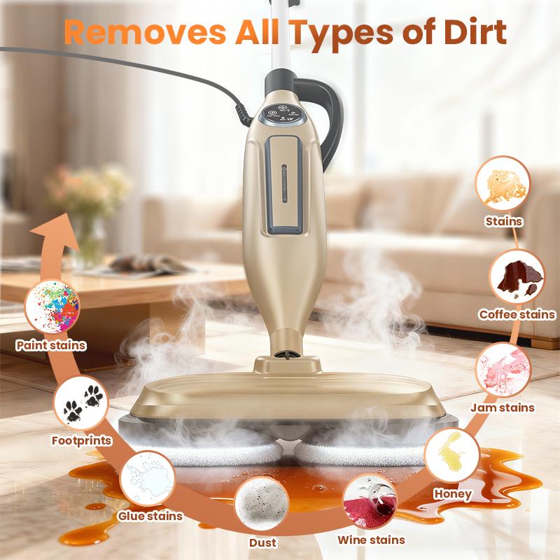 [FebFaves]DEVOAC VM6 Rotating Steam Mop, Electric Cleaner for Sticky Grime & Grease. 10-in-1 with 3 Steam Settings for Floors, Walls, Tiles, Cabinets. Fast Heat-Up.