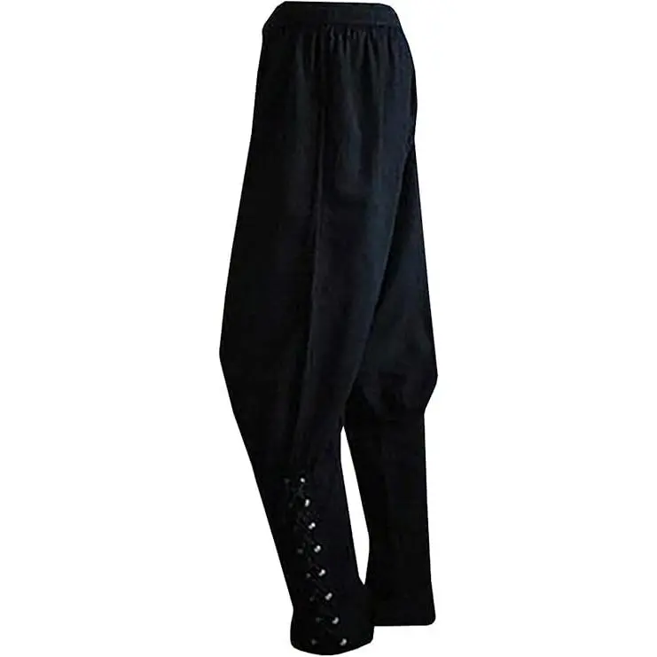 Runcati Men's Medieval Ankle Pants Viking Pirate Renaissance Costume Lace Up Tapered Banded Navigator Casual Trousers