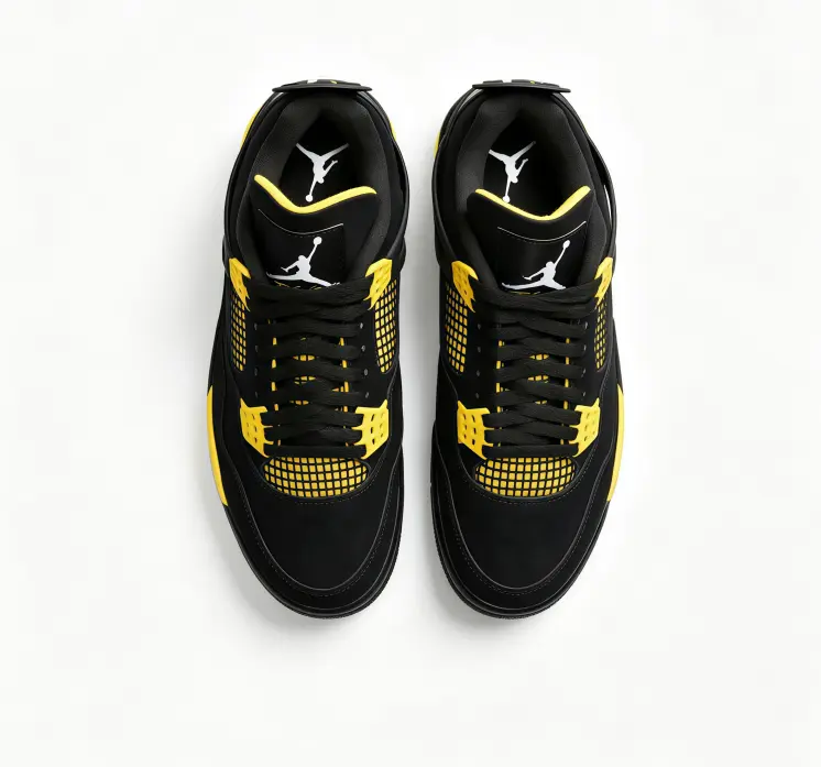 Unisex Black Yellow Suede Mid Top Retro Basketball Shoes Air Cushion Athletic Sneakers Classic Streetwear Sports Trainers Fashion Footwear For Men Women Daily Casual Street Outfits
