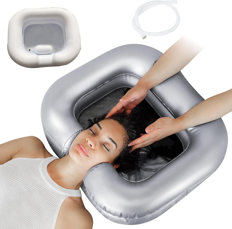 Portable Inflatable Shampoo Basin, Easy Hair Wash Tub for Bedridden and Disabled, with Neck Support and Pillow for a Comfortable Shampooing Experience - Bathtub Accessories