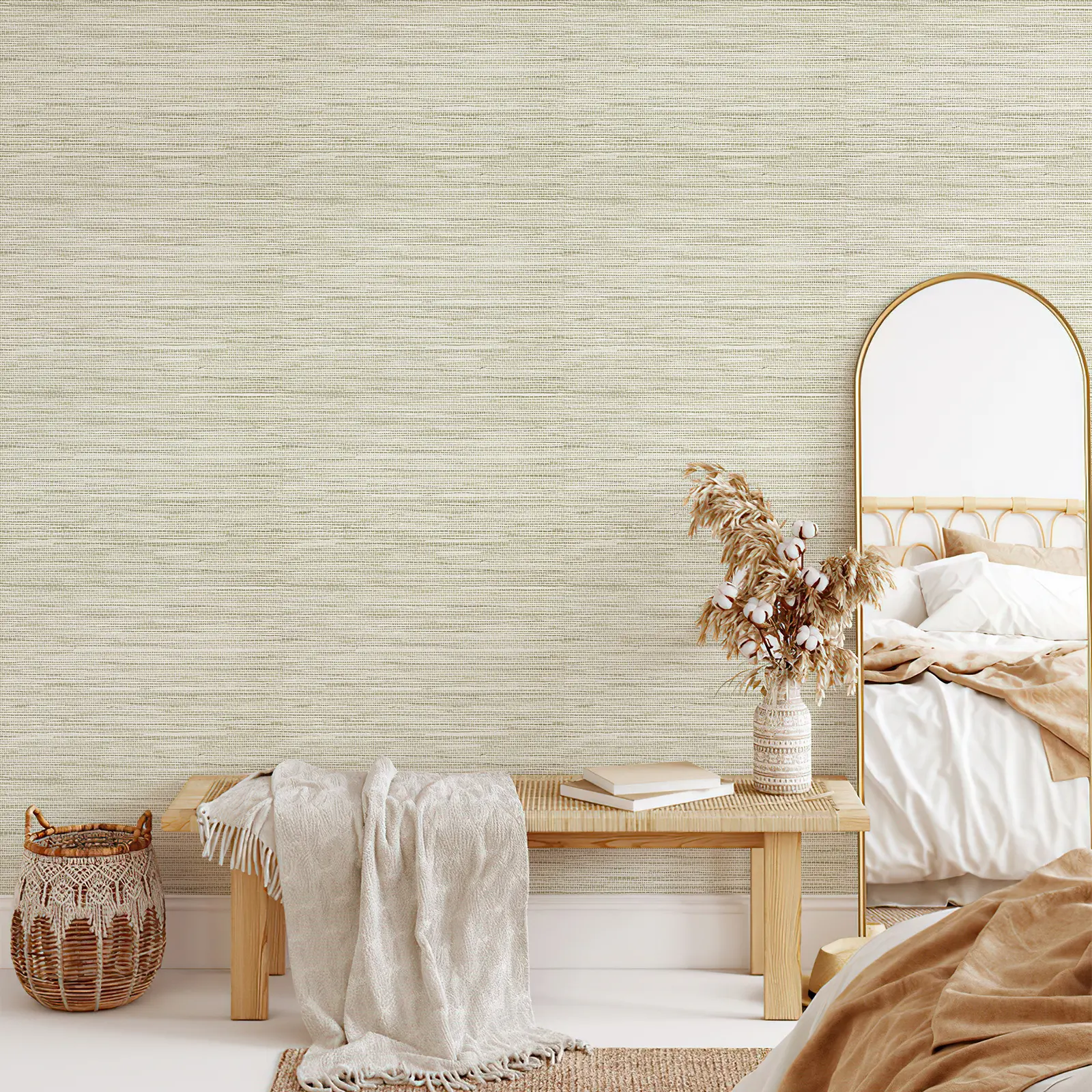 Grasscloth Wallpaper Peel and Stick Cream Grassweave Peel & Stick Wallpaper Textured Stick on Wallpaper Contact Paper 17.3"x118"