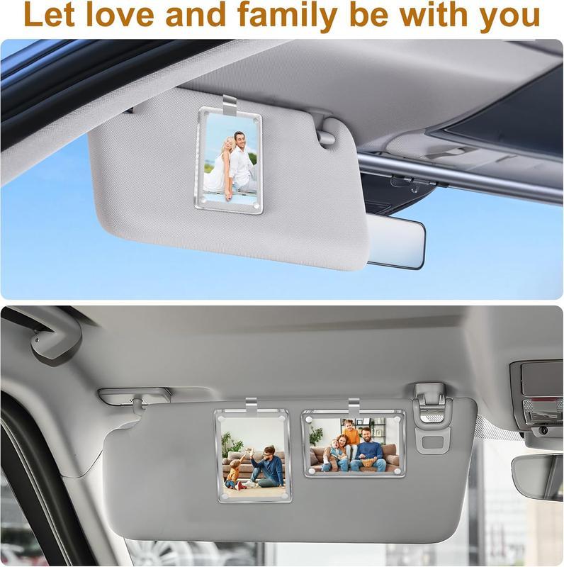 Joytutus Magnetic Car Sun Visor Photo Clips 2-Pack Clear Acrylic Display Frames for Family Pet Photos Easy Clip Driver Gift Daily Use Set Vehicle