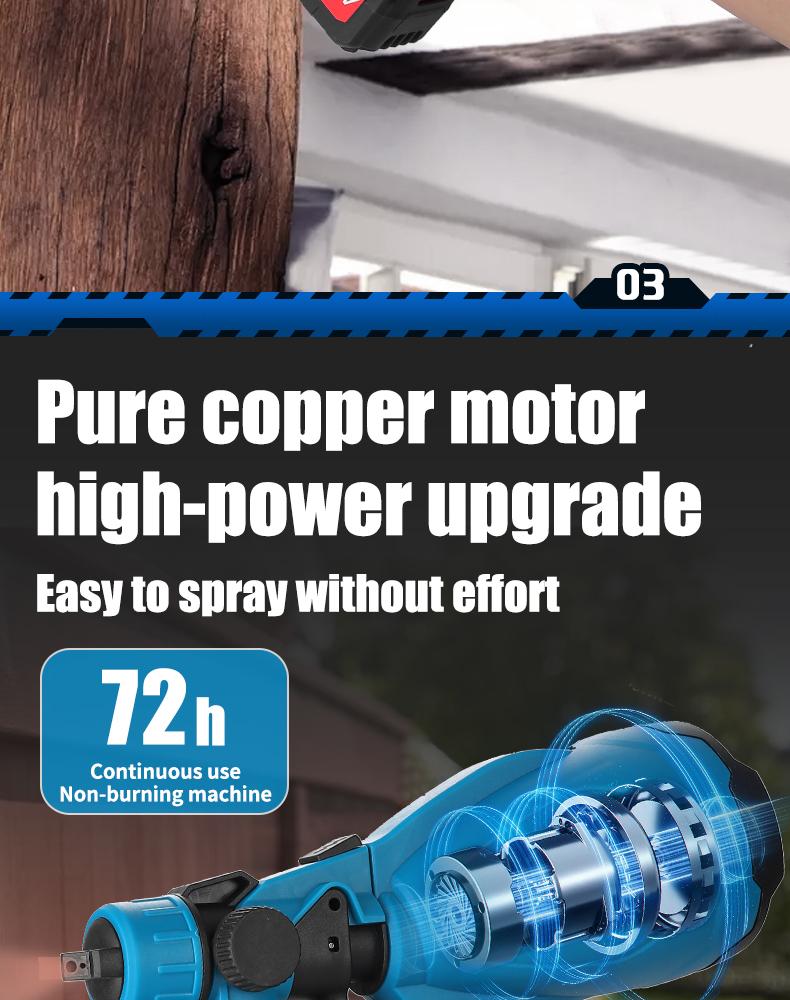 Cordless Paint Sprayer with 21V Battery, Handheld Electric Paint Gun for Home, Furniture, and Wall Painting Projects