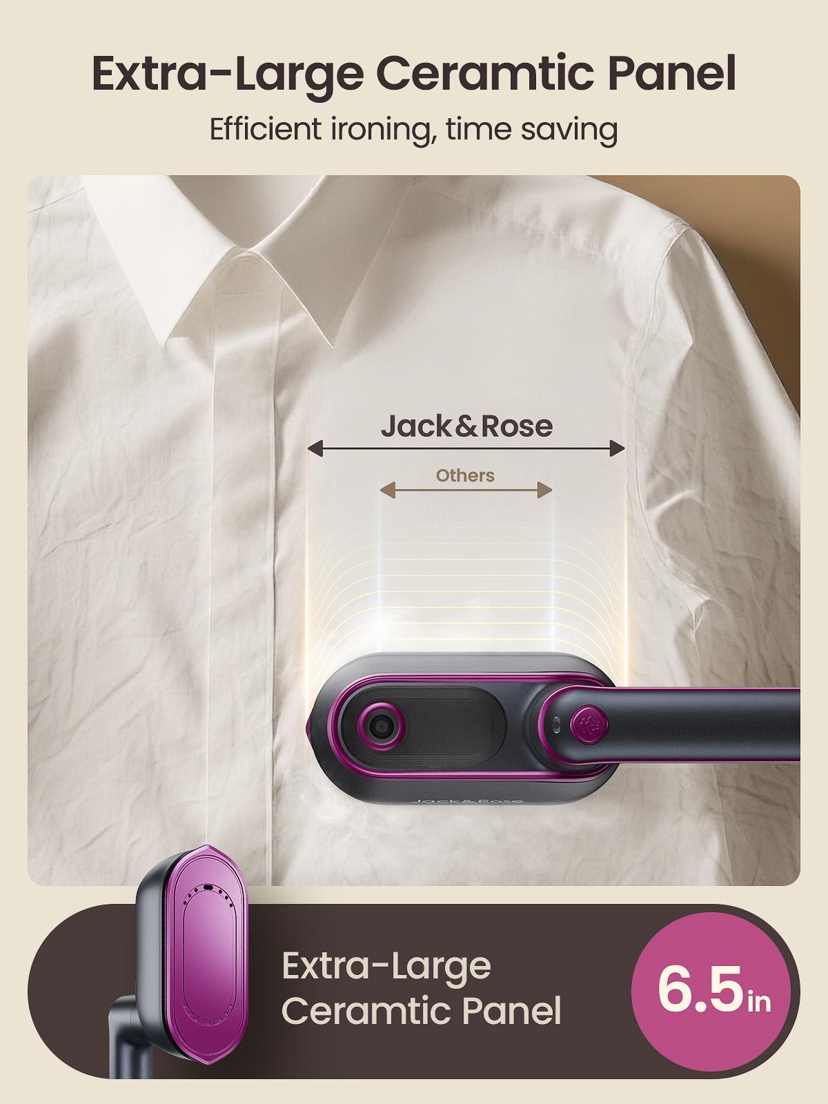 Jack&Rose 2-in-1 Steam Iron & Clothes Steamer - Handheld Portable Garment Wrinkle Remover, Fast Heat-Up, Large Soleplate, 150ml Water Tank - Lightweight for Home, Travel,