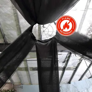 Black Sheer Ceiling/Curtain Draping Panels Durable Flame Resistant Fabric 10ftx30ft