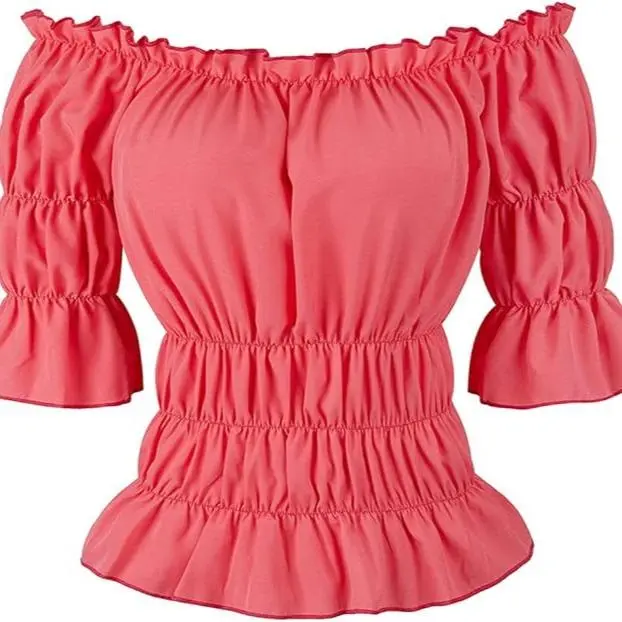Women Renaissance Blouse Off Shoulder Smocked Top Fashion Clothes Aesthetic Elegance 6505