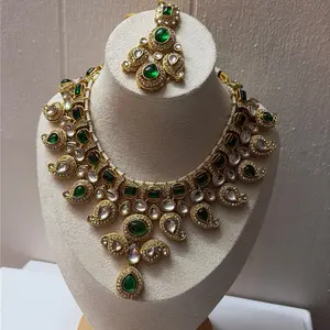 Indian Necklace and Earrings Set with Tika. Color Options Available. Perfect for Wedding or Parties. Eid Collection
