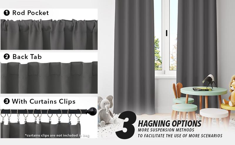 Deconovo 42W Plain Curtains 2 Panels Thermal Insulated Back Tab and Rod Pocket Room Darkening