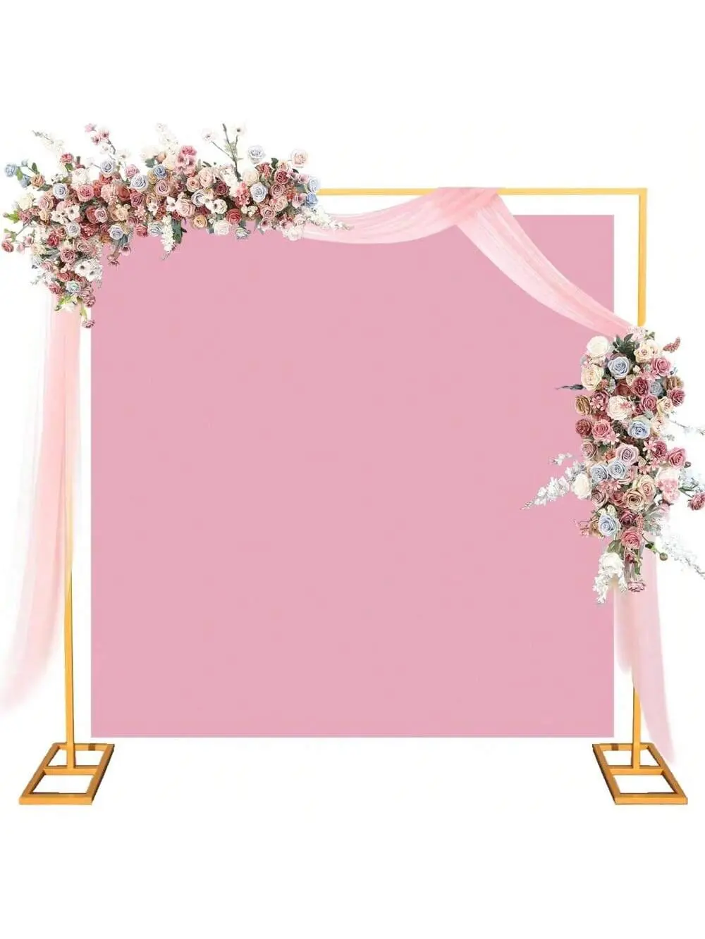 8.2ft Square Wedding Arched Backdrop Stand Kit - Portable, Adjustable Pipe & Drape with Rust-Safe Powder-Coated Frame, Base, Quick Setup for Ceremony, Baby Shower, Flower Wall Banners, Rust‑Safe Finish