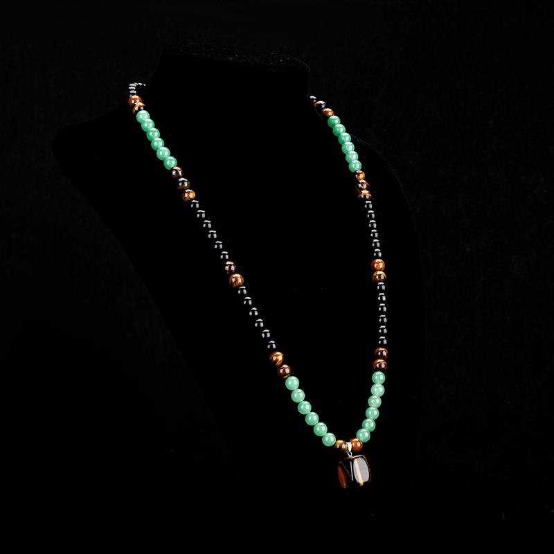 Money Attraction Necklace With GreenAventurine & Tiger Eye  Pendant Healing Crystal Stone ,Anniversary, Vacation &Theme Parties Jewelry Charms Abundance Crystal bracelet,Long Chain,Sweater chain,Ideal Gift Jewelry for Men and Women