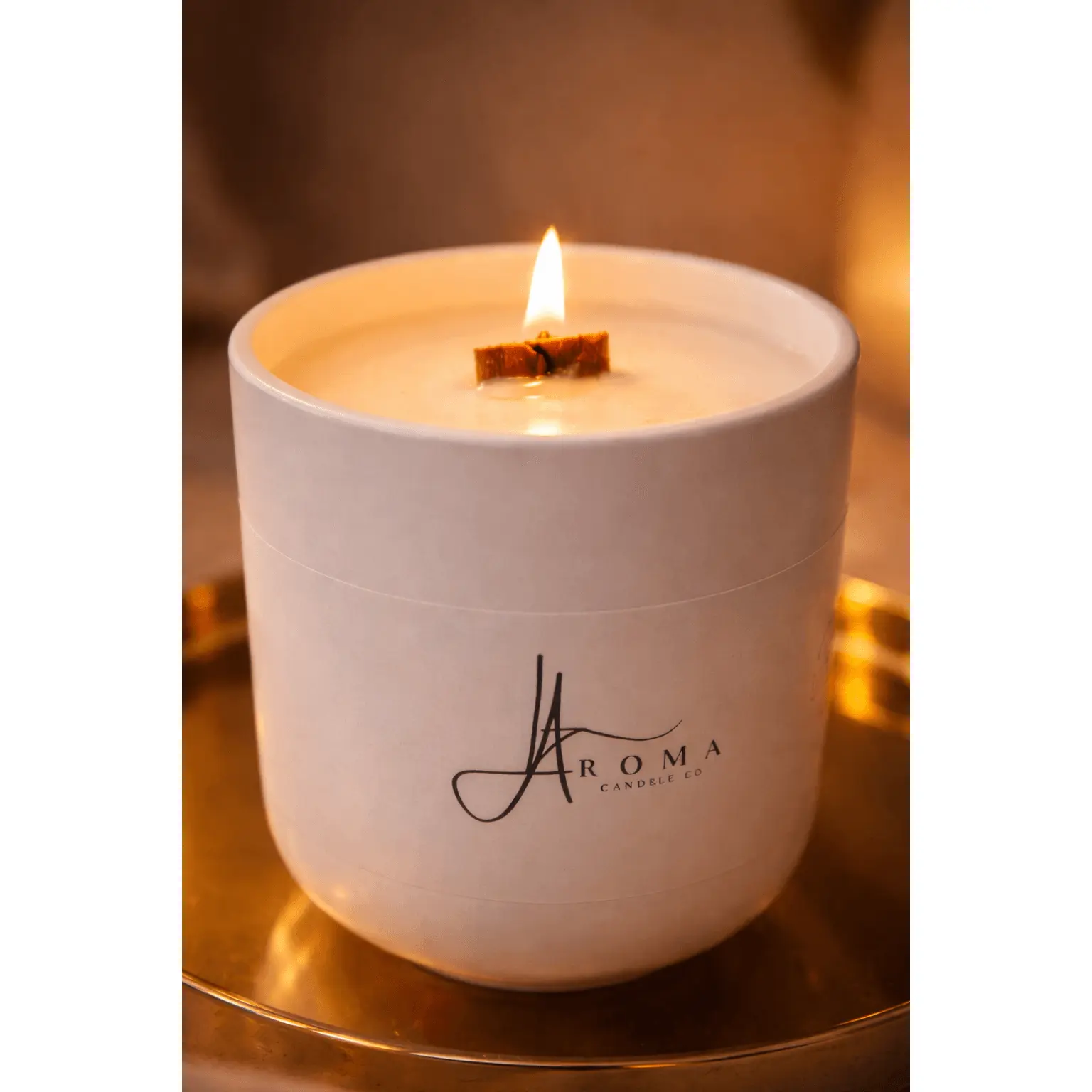 Aroma Cozy 16oz Soy Candle Cashmere Musk Sweet Plum & Coconut Milk 100% Soy Wax Clean Burning 50+ Hours Burn Time Minimalist Ceramic Vessel