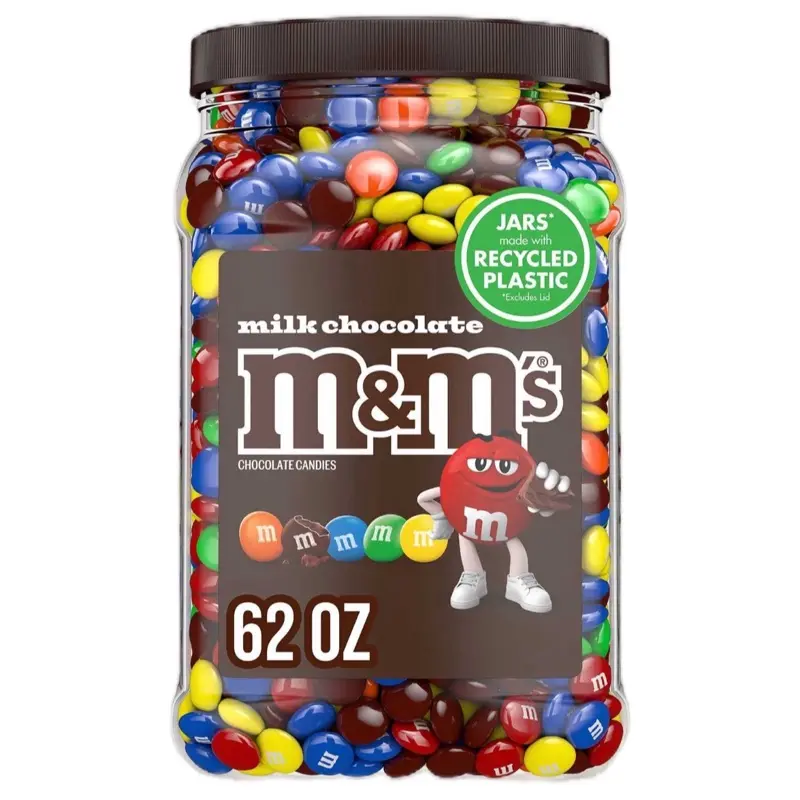 M&M'S Milk Chocolate Candy 62 oz Individually Packaged Jars Perfect for Sharing Parties & Gifting Classic Flavors in Generous Sizes