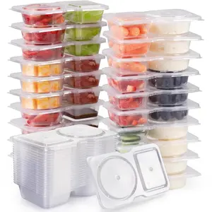 Reusable Snack Containers with Lids 20Pcs Double Compartment Food-Grade Plastic BPA-Free for Meal Prep Camping Picnics Travel Essentials