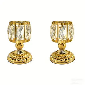Set of 2 gold candelabra, retro luxurious decorative candelabras, suitable for home, weddings, parties, living room, and dining room, art decor