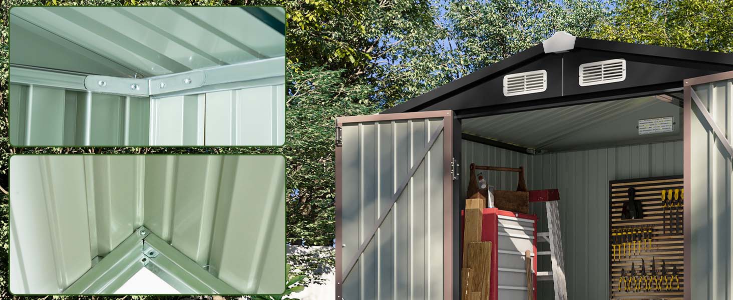 Aoxun Multi-Size Metal Storage Shed | Galvanized Steel, Lockable Doors | Heavy Duty Outdoor Storage for Backyard, Garden, Patio((4x6FT / 8x10FT /10x12FT) Aoxun Multi-Size Metal Storage Shed | Galvanized Steel, Lockable Doors | Heavy Duty Outdoor Storage for Backyard, Garden, Patio((4x6FT / 8x10FT /10x12FT)