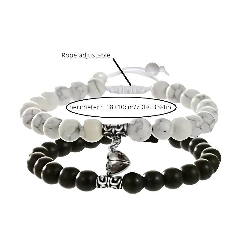 4pcs Couple Friendship Bracelets | Rising Magnetic Sun Moon Design, 4PCS Synthetic Jade Stone Beaded Set, Meaningful Matching Style for Partners, Besties & Long Distance Bonds touchscreen