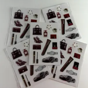 Aesthetic 3D Phone Case Stickers "burgundy Habits" - Vibrant Stickers, Waterproof, Unique Design for Personalization