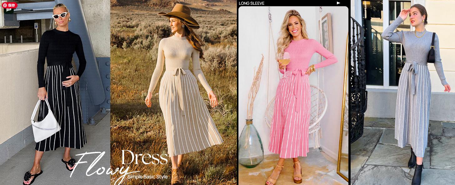 ZESICA Womens 2025 Fall Turtleneck Long Sleeve Sweater Dress Tie Waist Casual Loose Ribbed Knit A Line Midi Dresses ZESICA Womens 2025 Fall Turtleneck Long Sleeve Sweater Dress Tie Waist Casual Loose Ribbed Knit A Line Midi Dresses