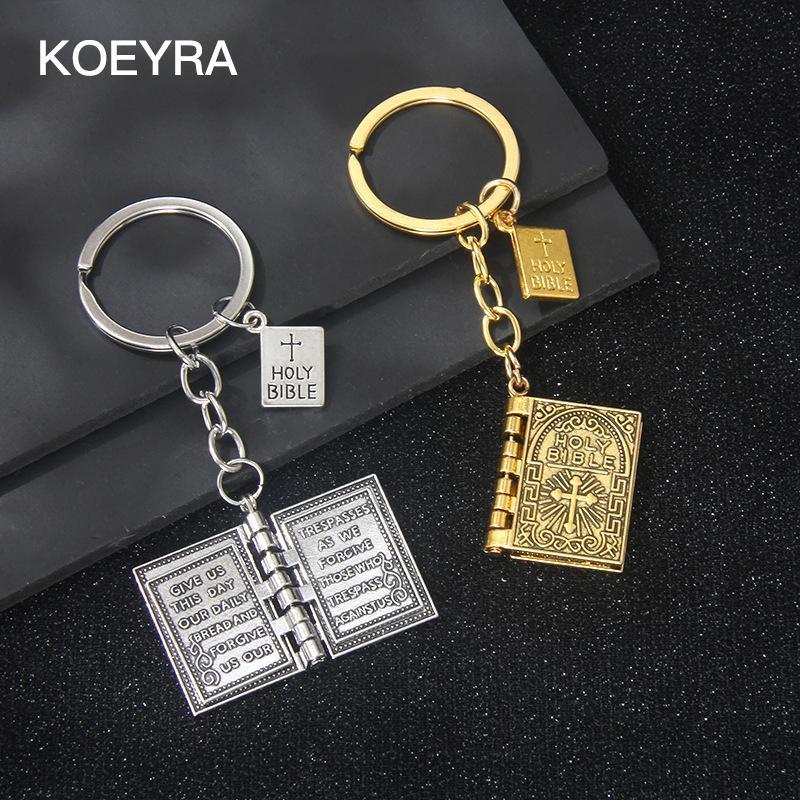 Creative Bible Book Design Metal Keychain for Men & Women Fashion Keychain for Bag Car Key Decor Charms Trendy All-match Exquisite Keychain for Gift