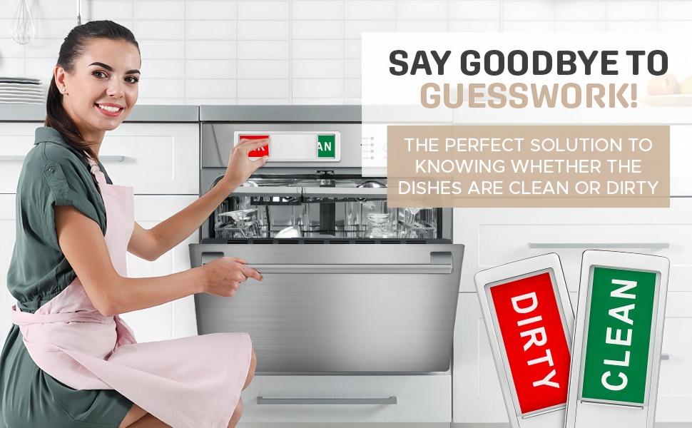 LMMAKE Dishwasher Clean/Dirty Magnet Sign Universal Scratch-Free Indicator with Easy-Read Slider for All Dishwashers & Refrigerators Ideal for Family Kitchens Office Breakrooms & Shared Spaces Perfect for Adults & Homeowners