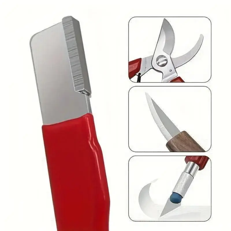 【Homeessentials】Professional Kitchen Knife & Portable Garden Scissors Sharpener. Precision Edge Hand Blade Grinding Stone Tool. Compact Multi-Purpose Pruning Shears Cutter & Home Sharpening Gadget (Random Color).