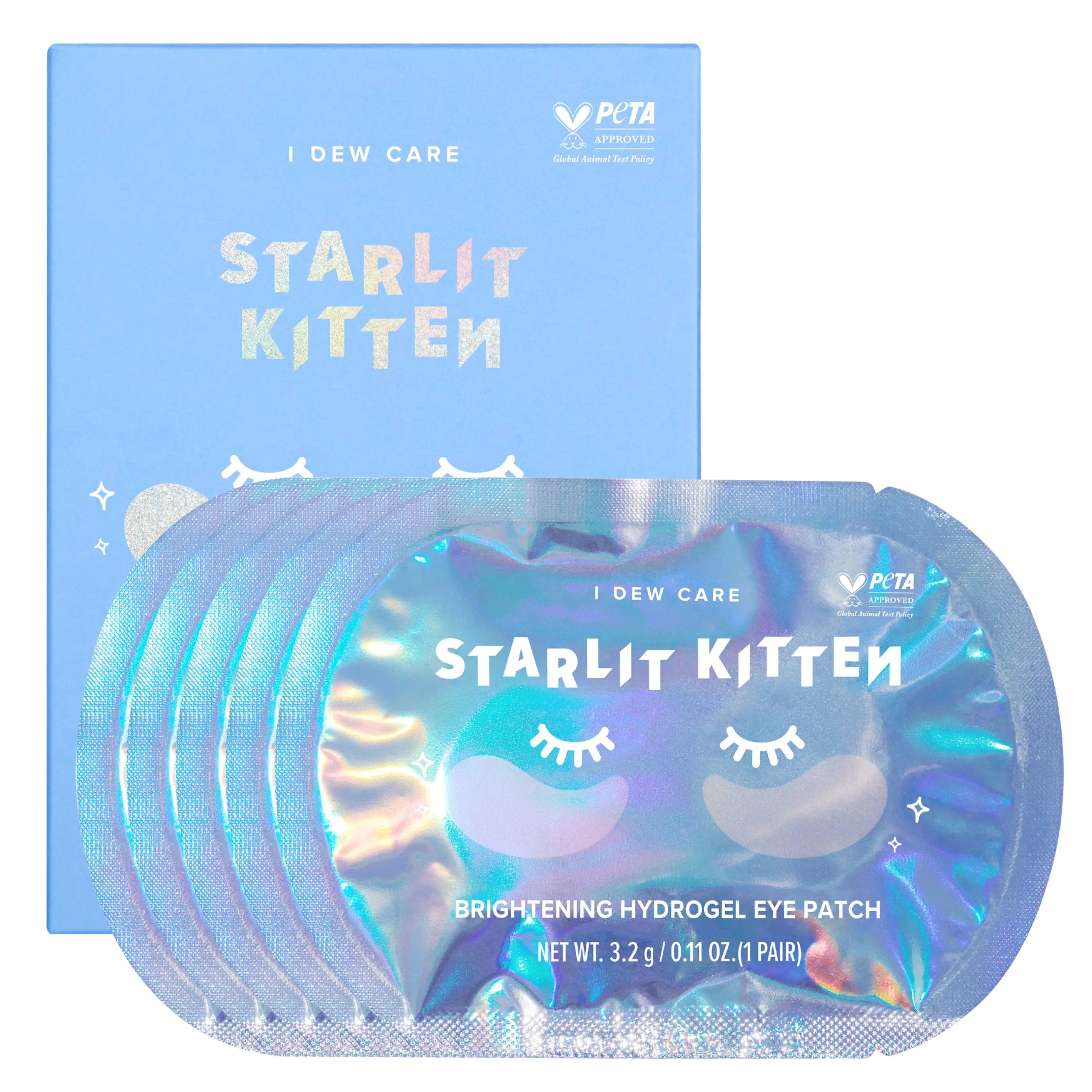 I DEW CARE Korean Jewel Powder Hydrogel Eye Patch l Starlit Kitten | Anti-wrinkle Eye Patch, Reduce Dark Circles, Fine Line, Pufffy Eyes, with Caffeine, Hyluronic Acid, Niacinamide, Brightening and Lifting Eye Care