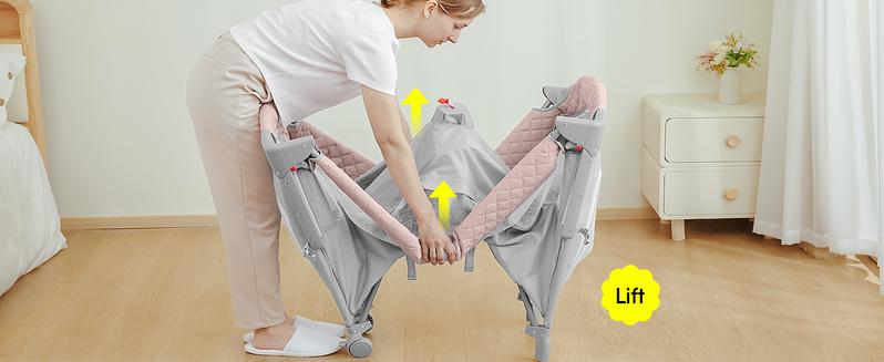 Baby Bassinet & Bedside Sleeper, Portable Baby Crib for Newborns and Infants, Foldable Playard with Mattress, Diaper Changer, Music Mobile for Nursery