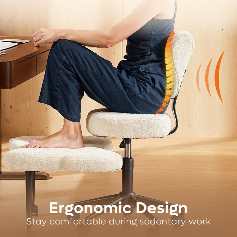 【Deal】Nost & Host Ergonomic Cross Legged Chair, 360° Swivel Meditation Chair with Wheels, Height Adjustable Seat for ADHD, Strong Lumbar Support, Chic Home Office Furniture