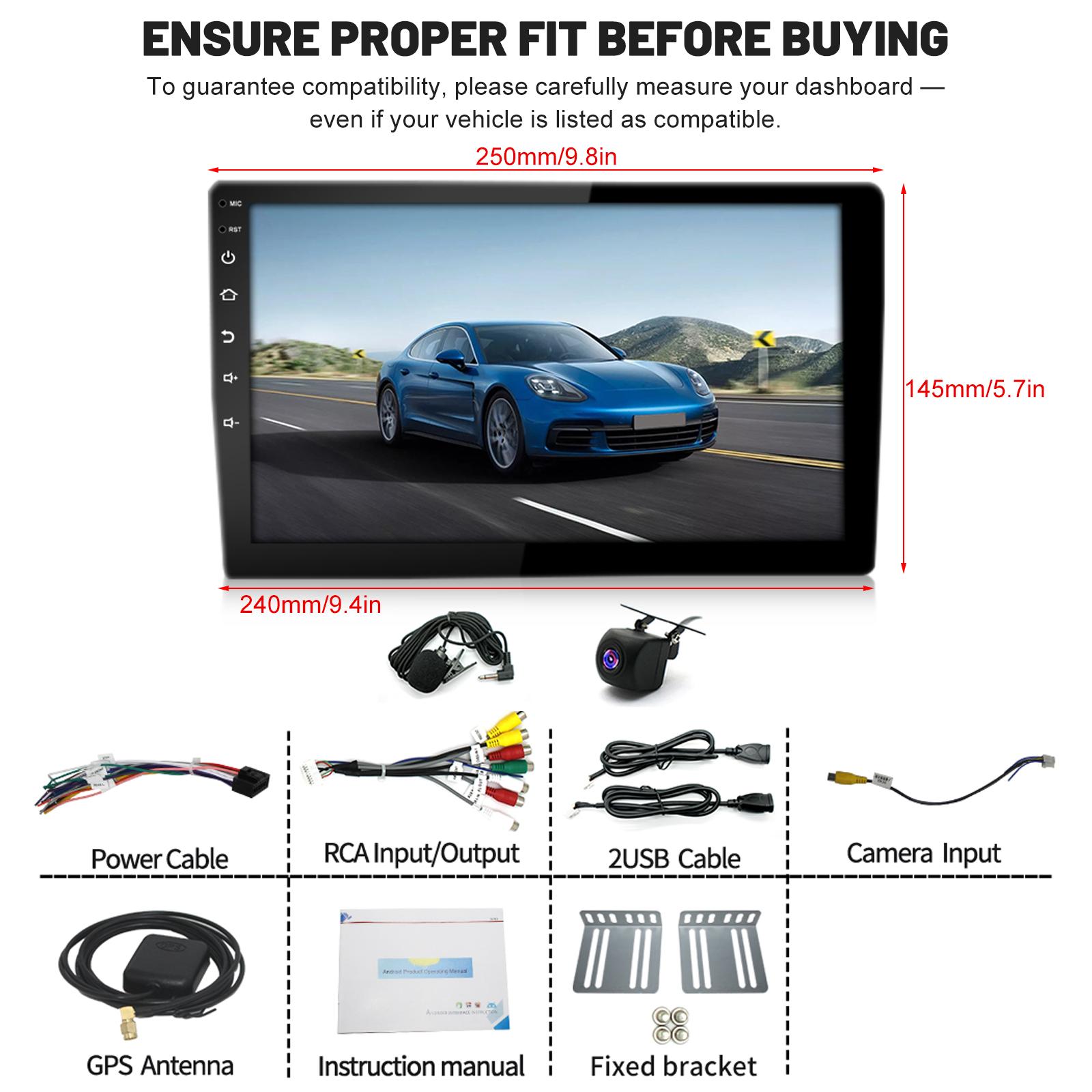 10.1" Android 14 Car Stereo for Ford F-150 1997–2004 | 4+64GB Double Din Touchscreen Radio with Wireless CarPlay & Android Auto, GPS Navigation, Bluetooth, WiFi, SWC, FM, Backup Camera