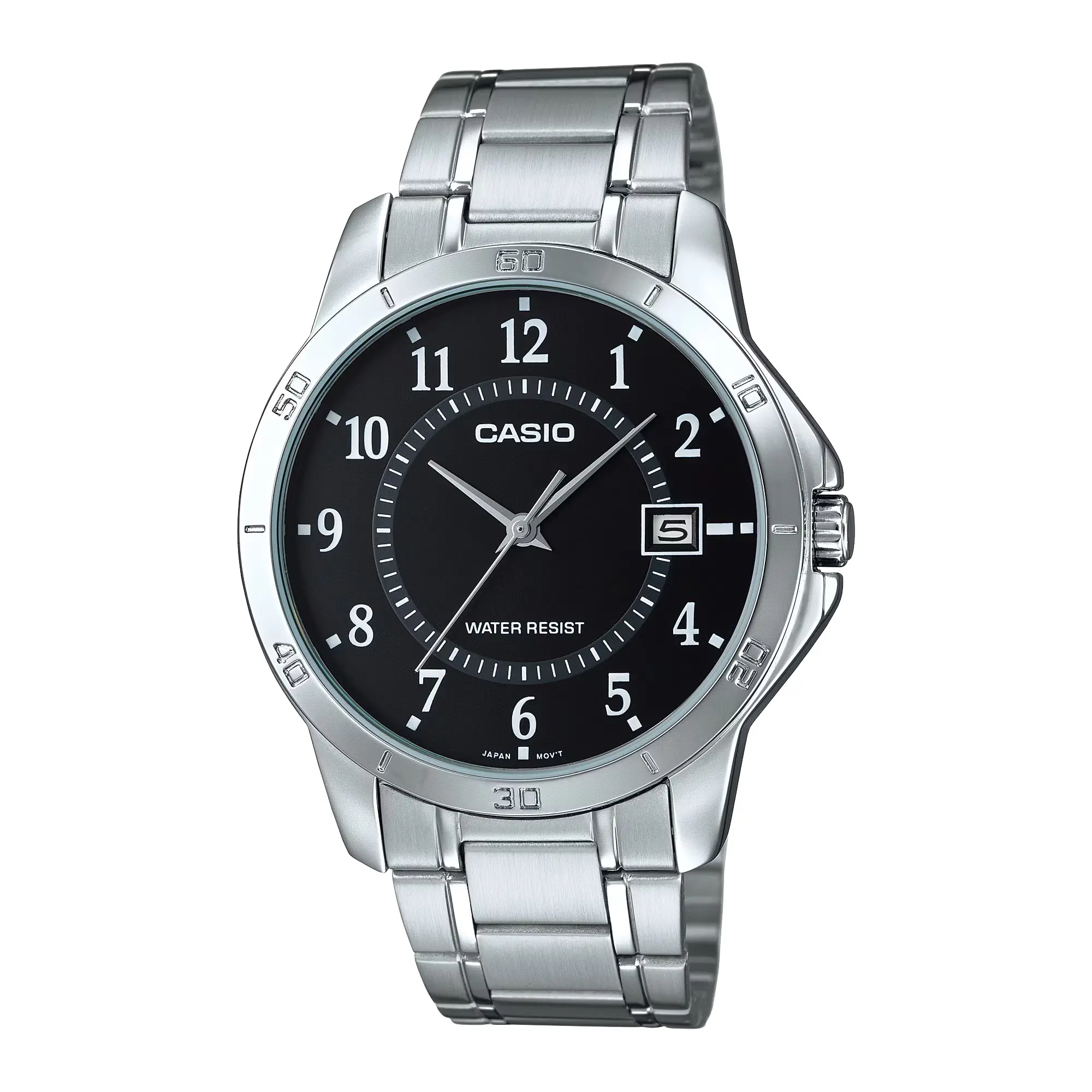 Casio Men’s Black Dial Stainless Steel Bracelet Watch - Casio MTP‑V004D‑1BUDF